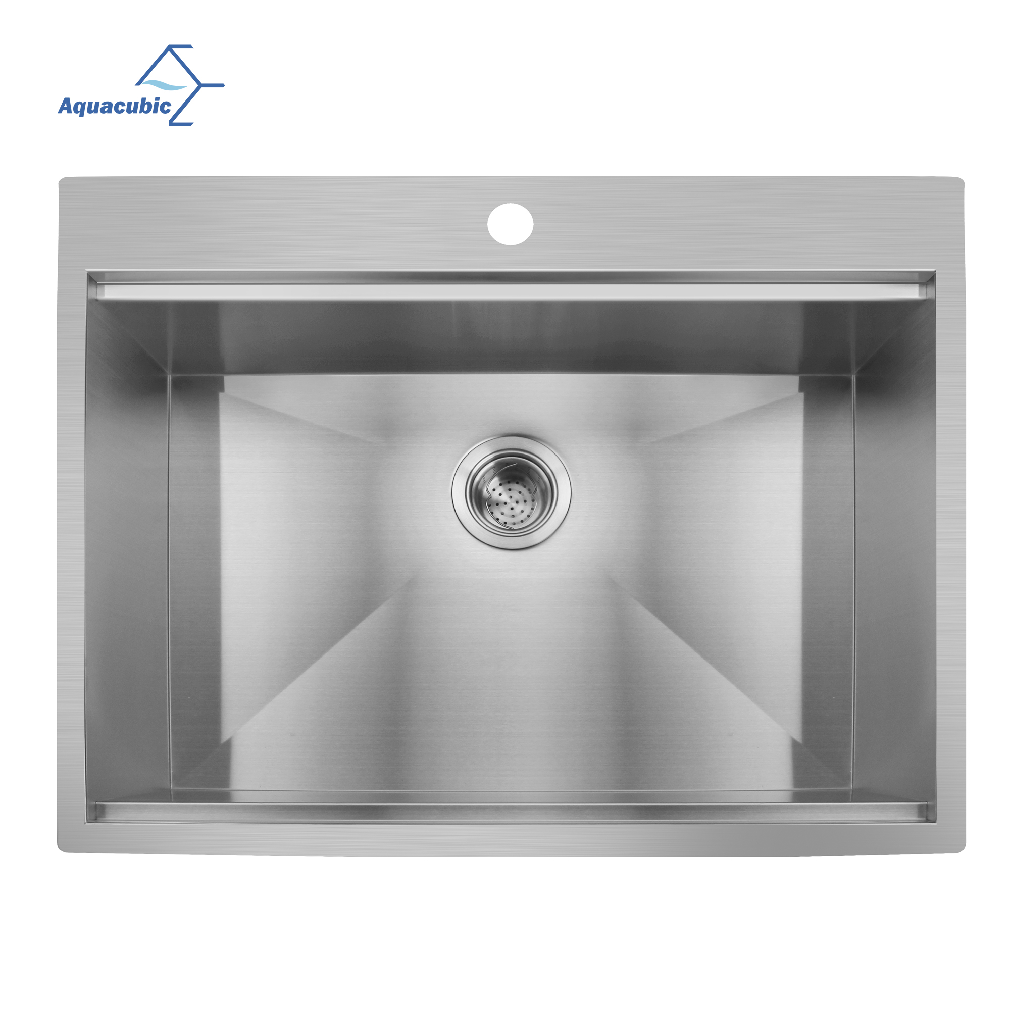 Lavello da cucina da 28 pollici fatto a mano in acciaio inossidabile 304 Topmount con cestello scolapiatti