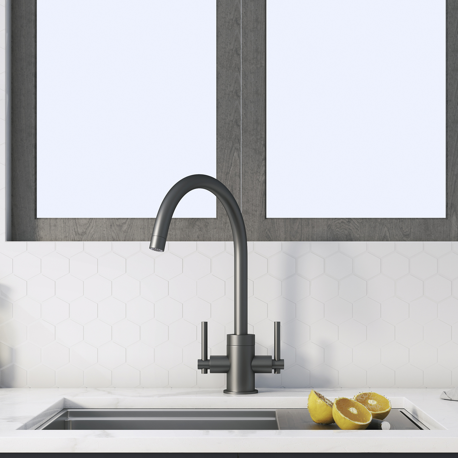 Rubinetto a ponte per lavabo contemporaneo in ottone a foro singolo