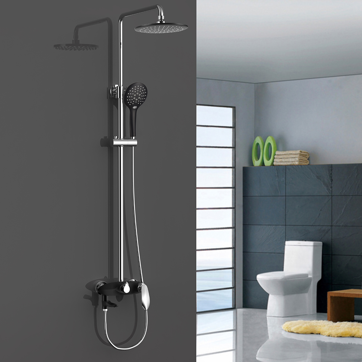 Set di rubinetti per doccia a pioggia con rubinetto in ottone per bagno