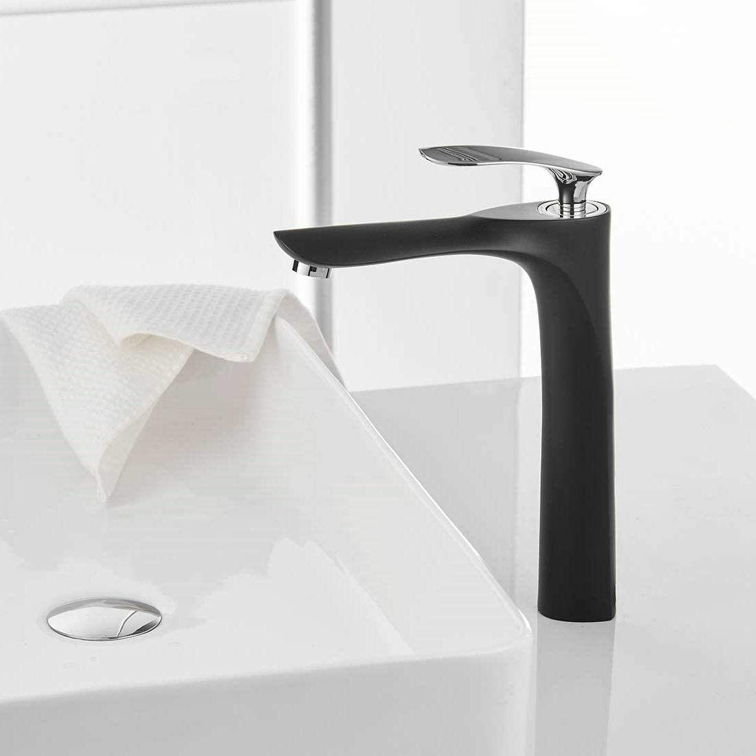 Miscelatori in ottone di lusso Rubinetto per lavabo alto Rubinetto per lavabo da bagno nero e oro
