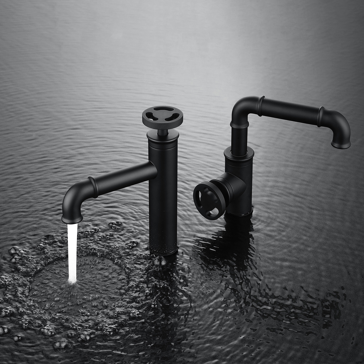 Factory Custom Modern Singel Hole Industrial Matte Black Rubinetto per lavabo da bagno con maniglia girevole