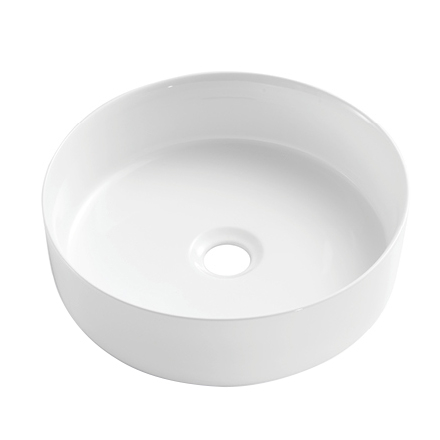 Lavabo da bagno rotondo in ceramica di porcellana bianca topmount
