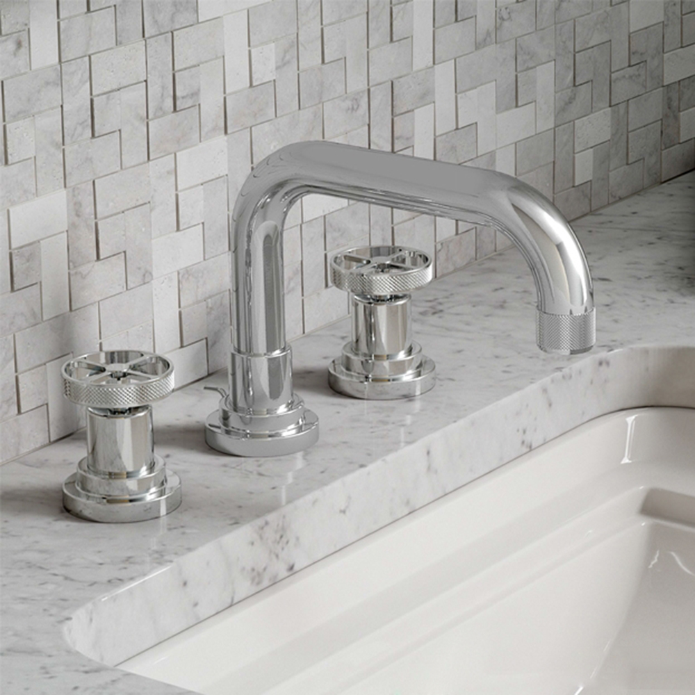 Rubinetto miscelatore per lavabo a doppia maniglia diffuso da bagno in stile industriale moderno Aquacubic